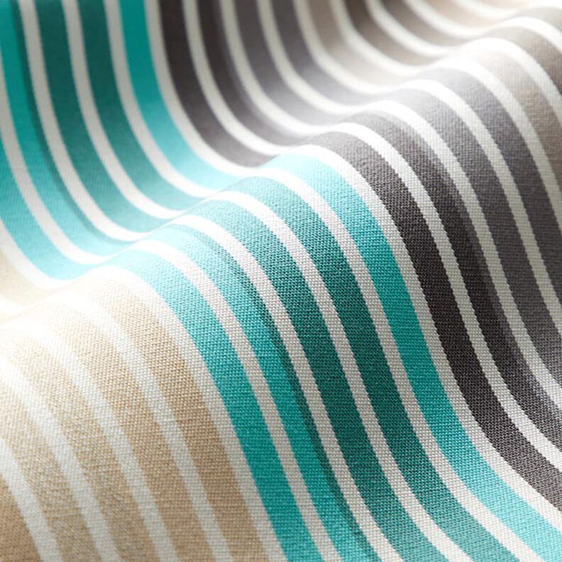 Outdoor Fabric Canvas Stripes with colour gradient – turquoise/grey,  image number 3