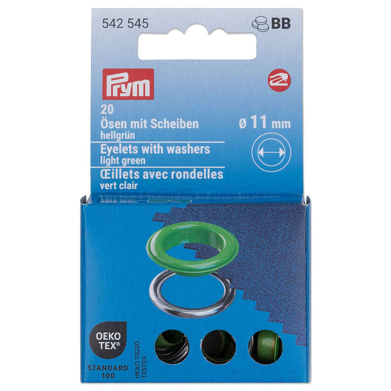 Eyelets with washers [20 pieces | Ø 11 mm] | Prym – light green/metallic silver,  image number 2