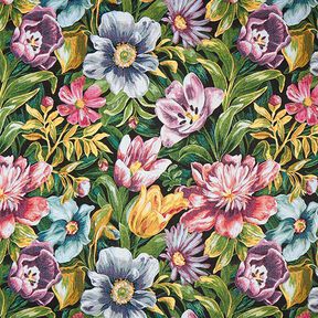 Decor Fabric Tapestry Fabric Blossoms – black/green, 