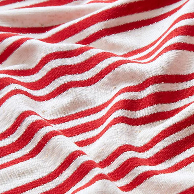 Viscose jersey, irregular glitter stripes – offwhite/red,  image number 2