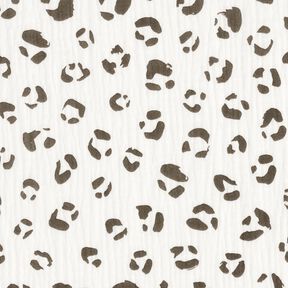 Double Gauze/Muslin large leopard pattern – ivory/dark grey, 