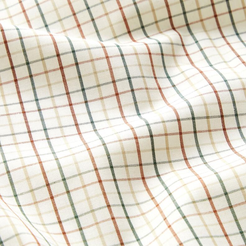 Cotton fabric grid check – offwhite/fir green,  image number 2