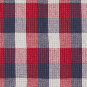 Double Gauze/Muslin Large and small checks – navy blue/dark red, 