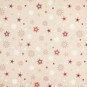 Half Panama Decor Fabric Shimmering Stars – gold/red, 