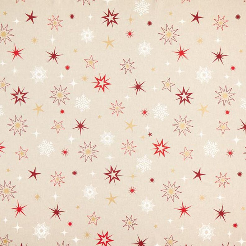 Half Panama Decor Fabric Shimmering Stars – gold/red,  image number 1