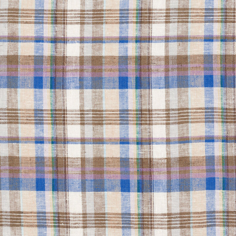 Checked linen viscose blend – olive,  image number 1