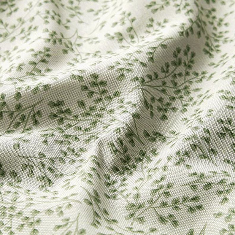 Decor Fabric Half Panama Fine Leafy Vines – natural/lime green,  image number 2