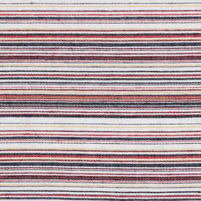 Colourful stripes coarse linen fabric – white/navy blue, 