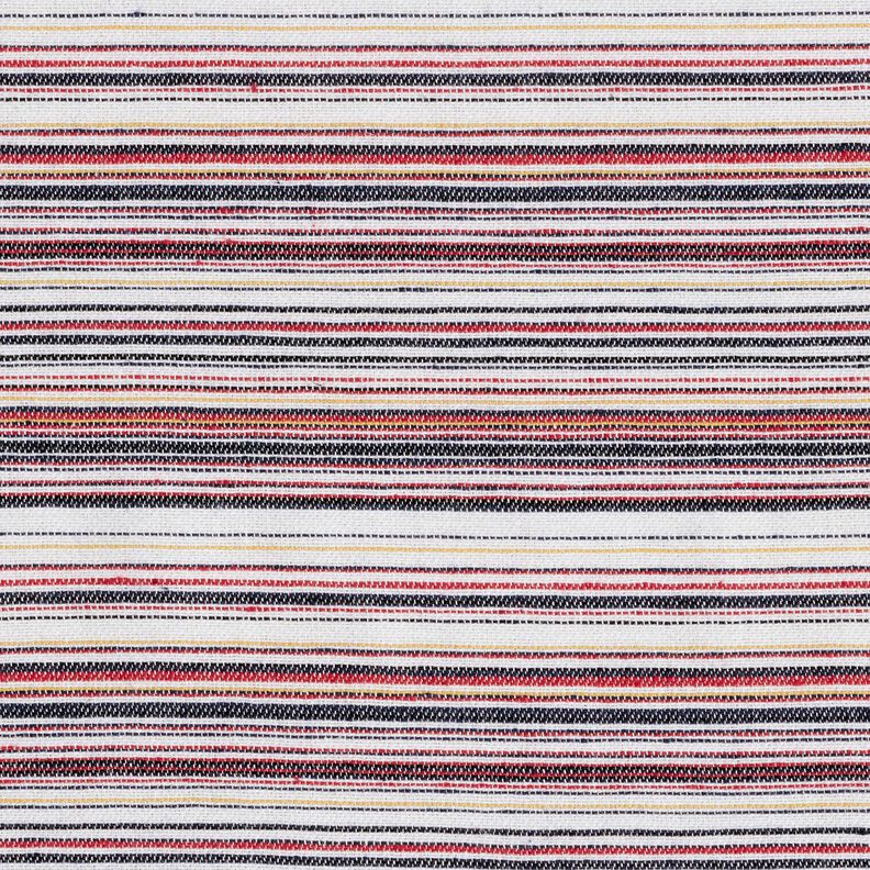 Colourful stripes coarse linen fabric – white/navy blue,  image number 1