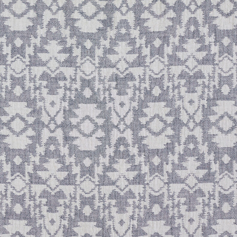 Double Gauze/Muslin Jacquard Aztec pattern | by Poppy midnight blue/misty grey,  image number 4