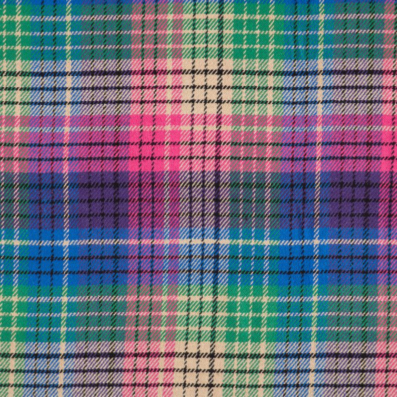 Coat fabric cotton mix check – pink/apple green,  image number 1