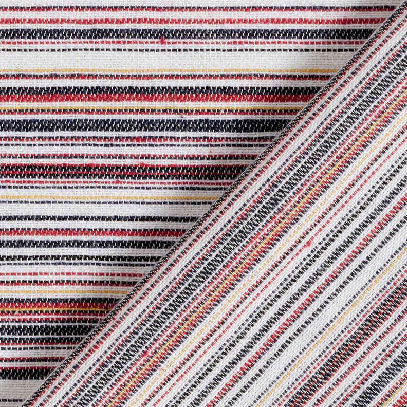 Colourful stripes coarse linen fabric – white/navy blue,  image number 4