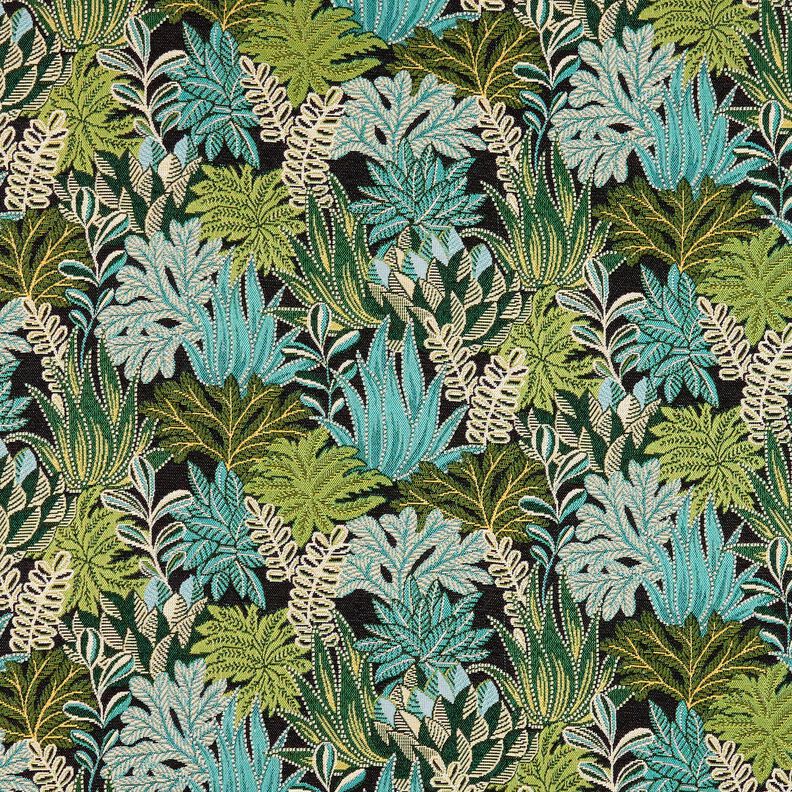 Decor Fabric Jacquard Jungle Leaves – black/green,  image number 1