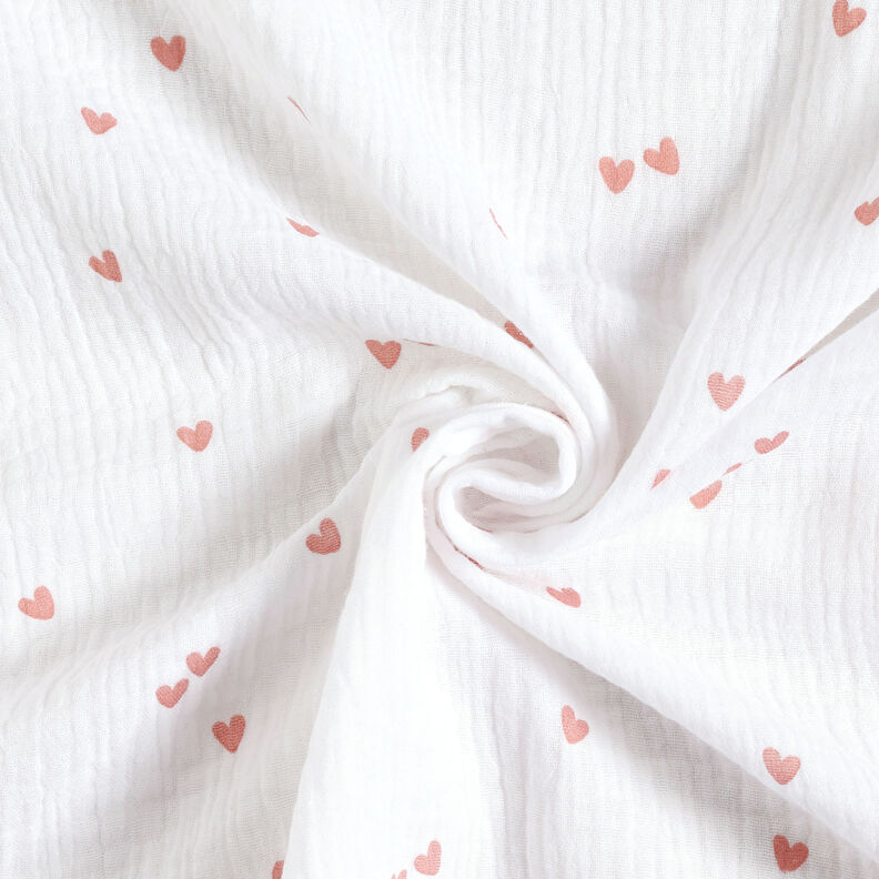 Double Gauze/Muslin Scattered hearts | by Poppy white/rose gold,  image number 3