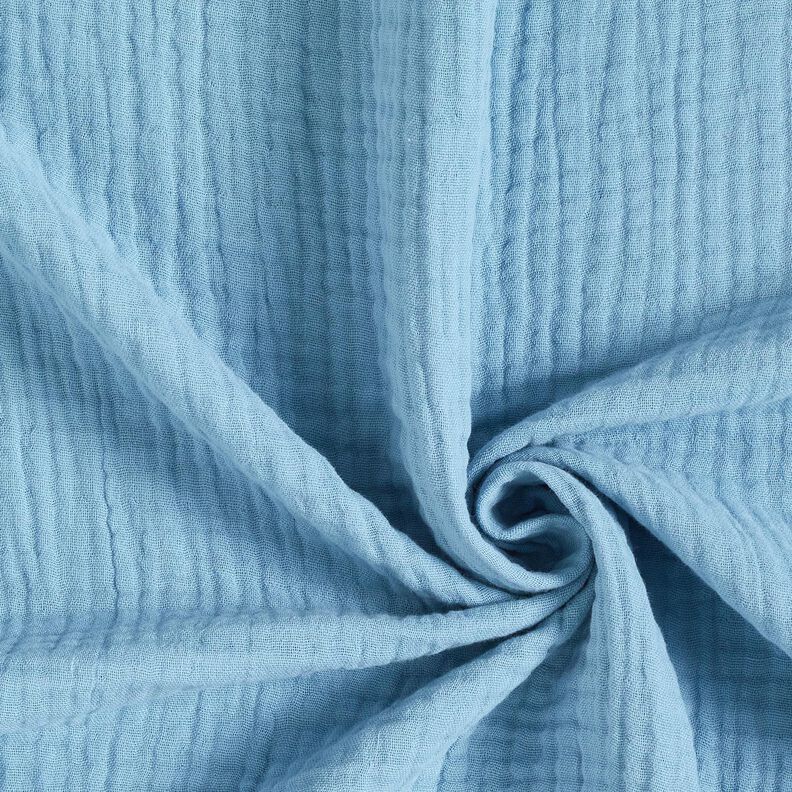 Triple-Layer Cotton Muslin Plain – light blue,  image number 1