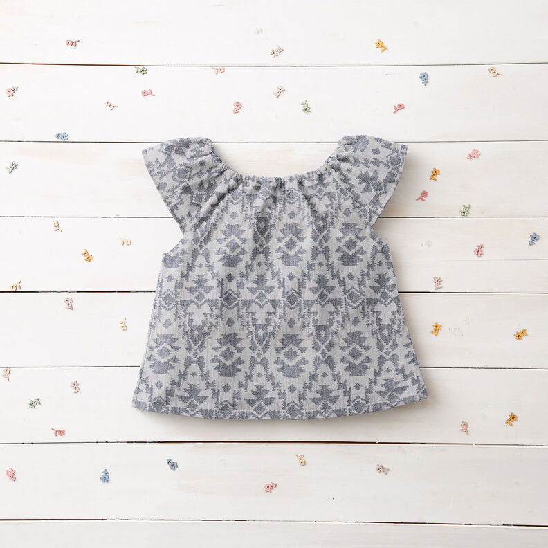 Double Gauze/Muslin Jacquard Aztec pattern | by Poppy midnight blue/misty grey,  image number 7