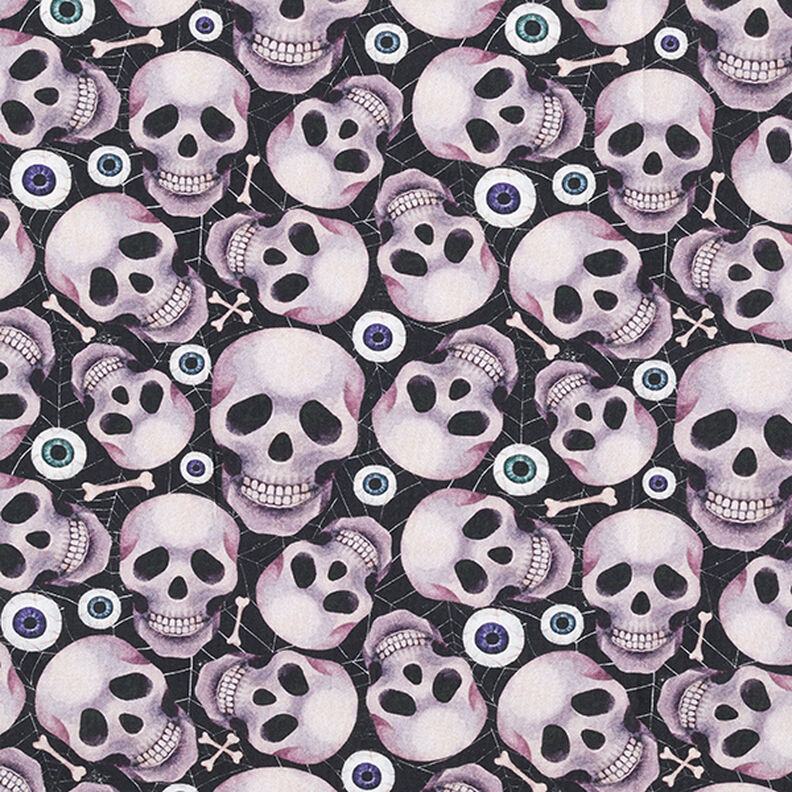 Cotton Poplin Skull – black/mauve grey,  image number 1