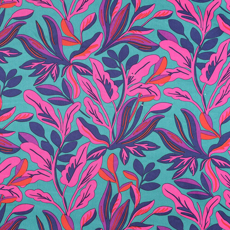 Sateen Lush Leaves | Nerida Hansen – turquoise/purple,  image number 1