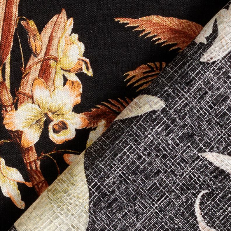 Textured branches and leaves viscose fabric – black,  image number 4