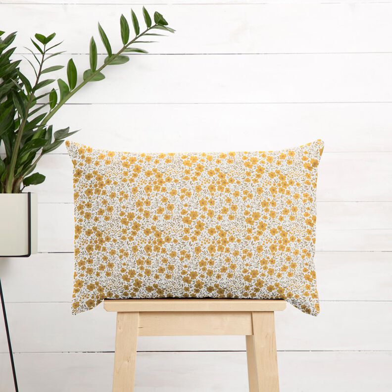 Decor Fabric Sateen sea of blooms – mustard/white,  image number 7