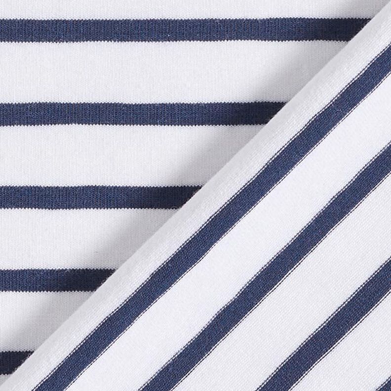 Narrow & Wide Stripes Cotton Jersey – white/navy blue,  image number 4