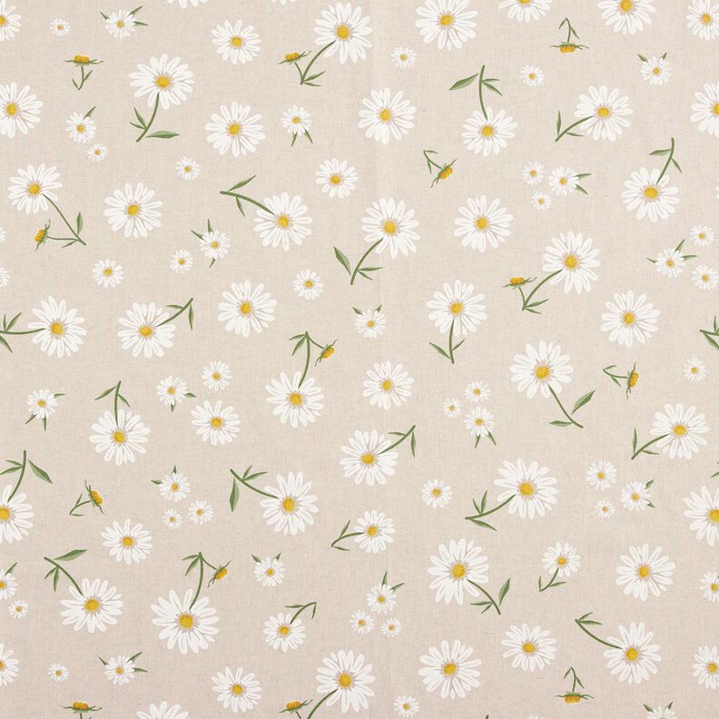 Decor Fabric Half Panama scattered daisies – natural/white,  image number 1