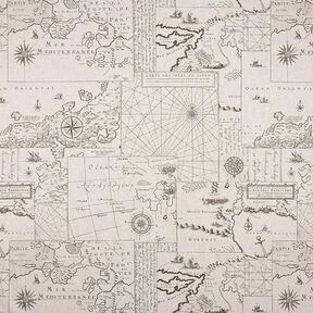 Decor Fabric Half Panama nautical chart – natural, 