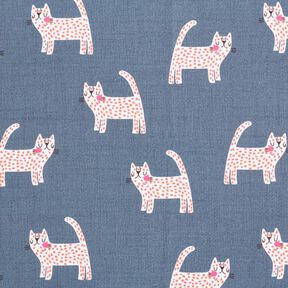 Decor Fabric Half Panama Cats – dark grey, 