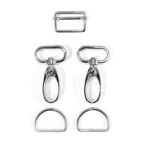 Bag Accessories Set [ 5-Pieces | 25 mm] – silver metallic, 