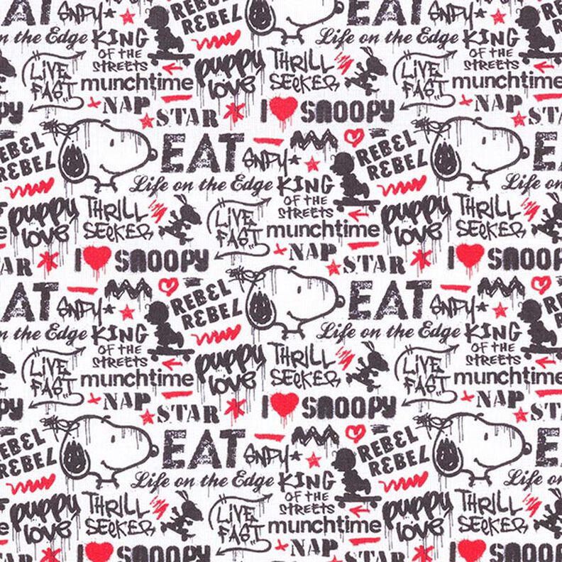 Cotton poplin licensed fabric Snoopy graffiti | Peanuts ™ – white,  image number 1