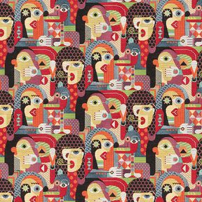 Abstract Faces Decor Tapestry Fabric – black, 