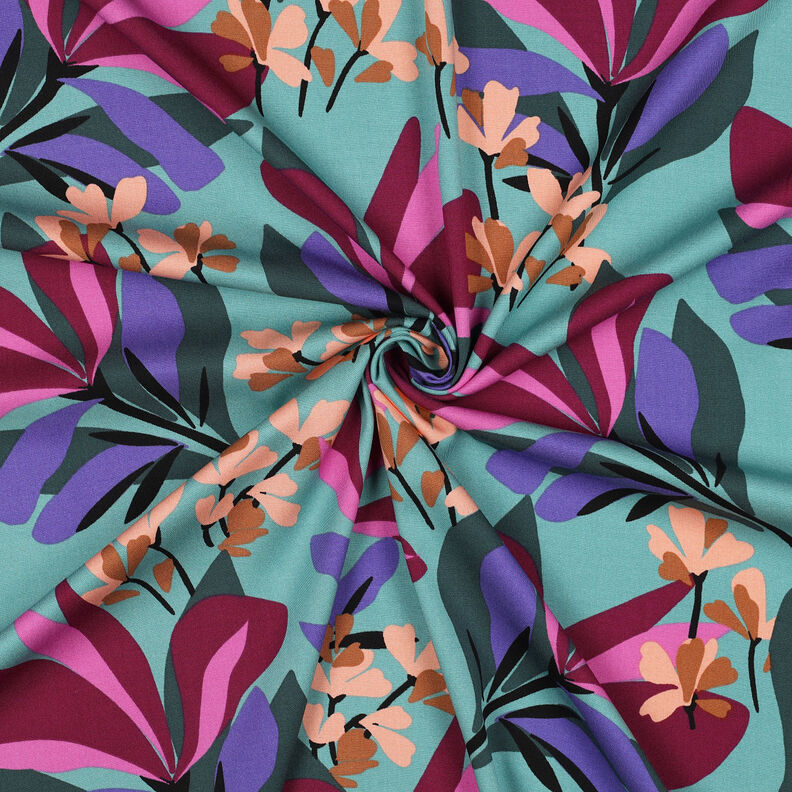 Rosella Stretch Spring Garden | Nerida Hansen – aqua blue/burgundy,  image number 3