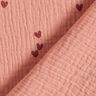 Double Gauze/Muslin Scattered hearts â€“ dark dusky pink/burgundy,  thumbnail number 4