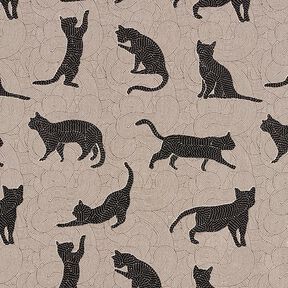 Decor Fabric Half Panama cats – black, 