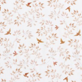 GOTS Cotton Jersey Branches & Birds Digital Print – white/copper, 