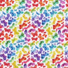 Cotton Poplin Rainbow Butterflies Digital Print – white/colour mix, 