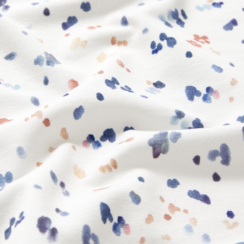 GOTS Cotton Jersey Watercolour dots digital print – white/indigo,  image number 2