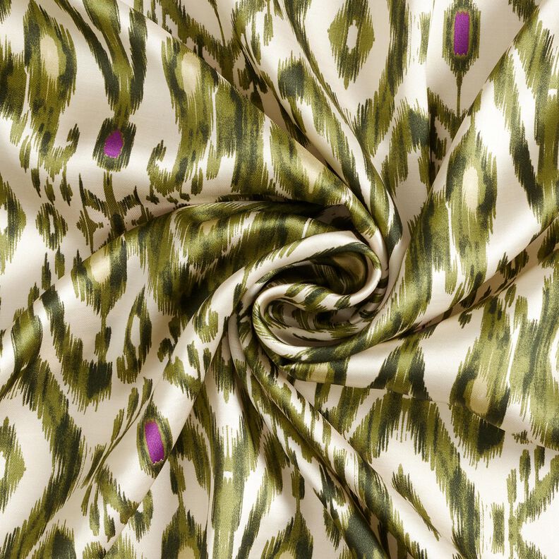 Ikat pattern viscose satin – white/pistachio,  image number 4