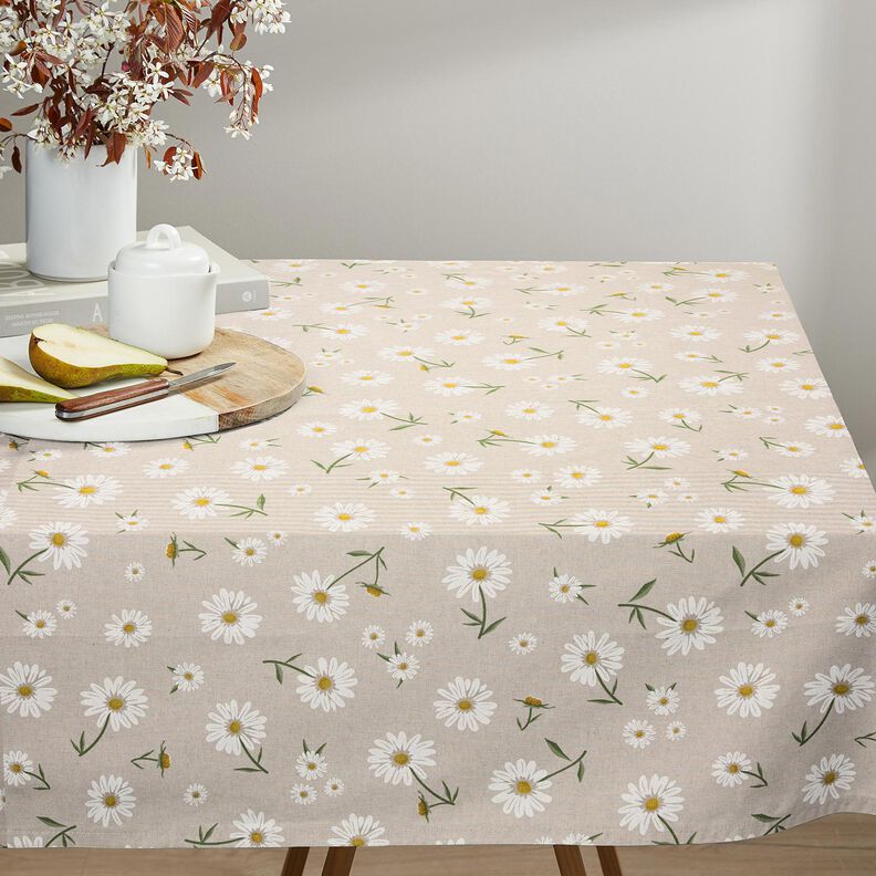 Decor Fabric Half Panama scattered daisies – natural/white,  image number 7