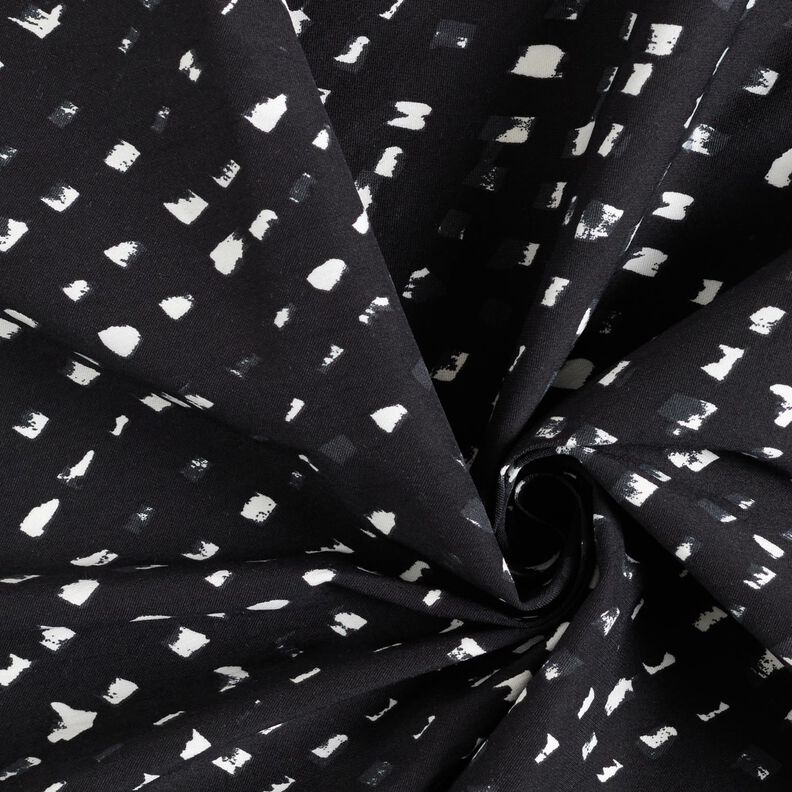 Trouser fabric stretch abstract dots – blue-black/white,  image number 3