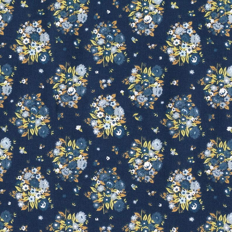 Organic Cotton Poplin Flower bouquet – navy blue,  image number 1