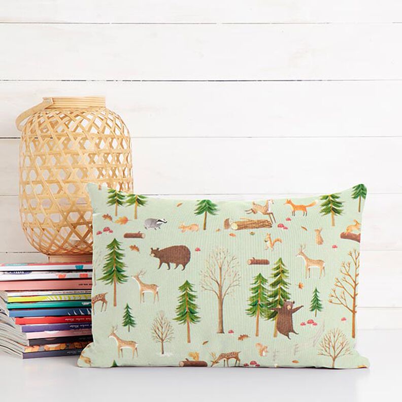 Decor Fabric Half Panama Woodland Animals – mint,  image number 7