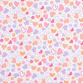 Cotton Flannel Colourful Hearts – white, 