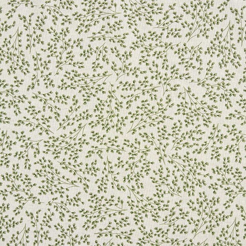 Decor Fabric Half Panama Fine Leafy Vines – natural/lime green,  image number 1