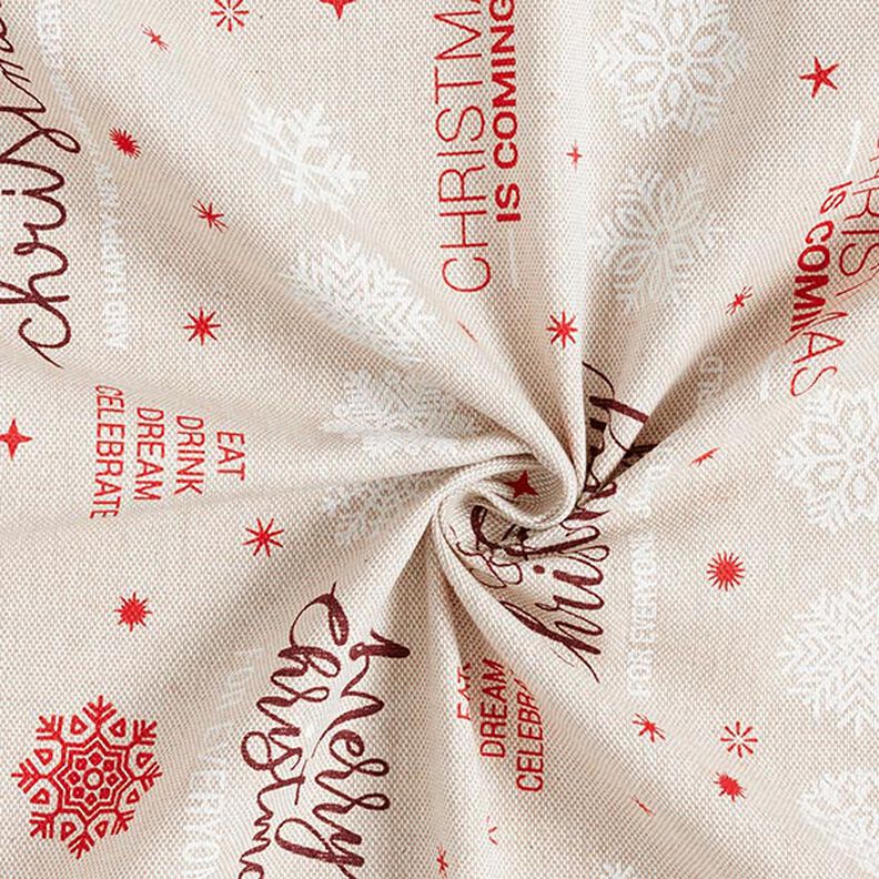 Decor Fabric Half Panama Merry Christmas – beige/dark red,  image number 3