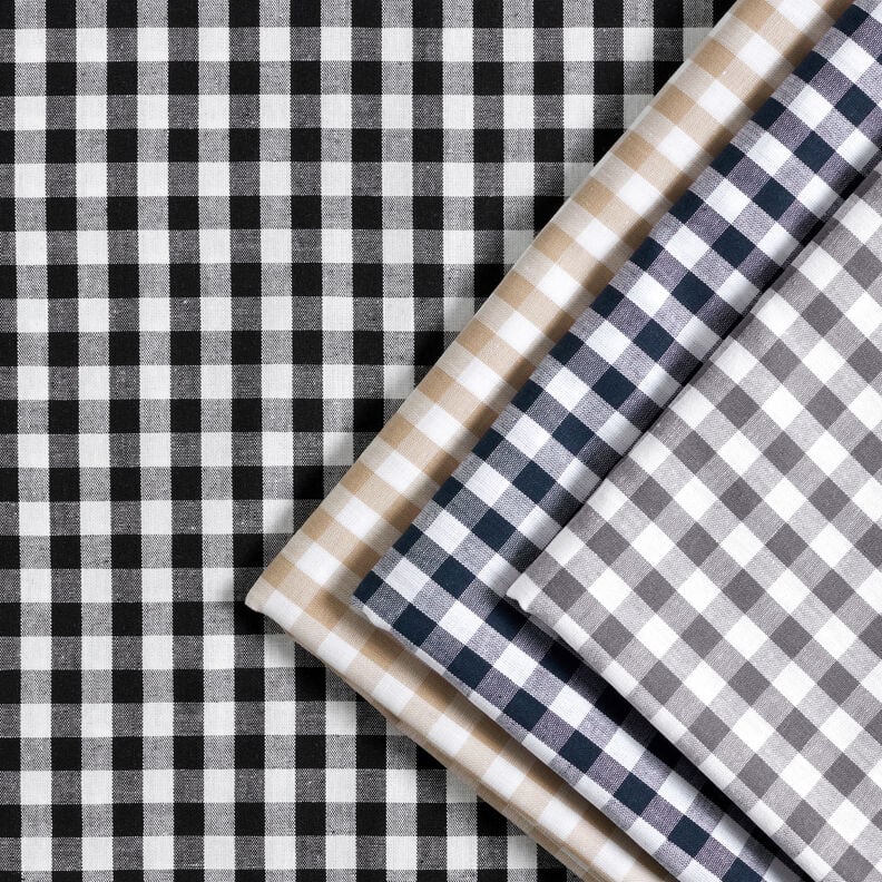 Cotton Vichy check 1 cm – black/white,  image number 5