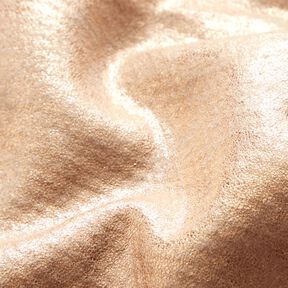 Coat Fabric with fur backing and gold shimmer – cashew/metallic rose gold, 