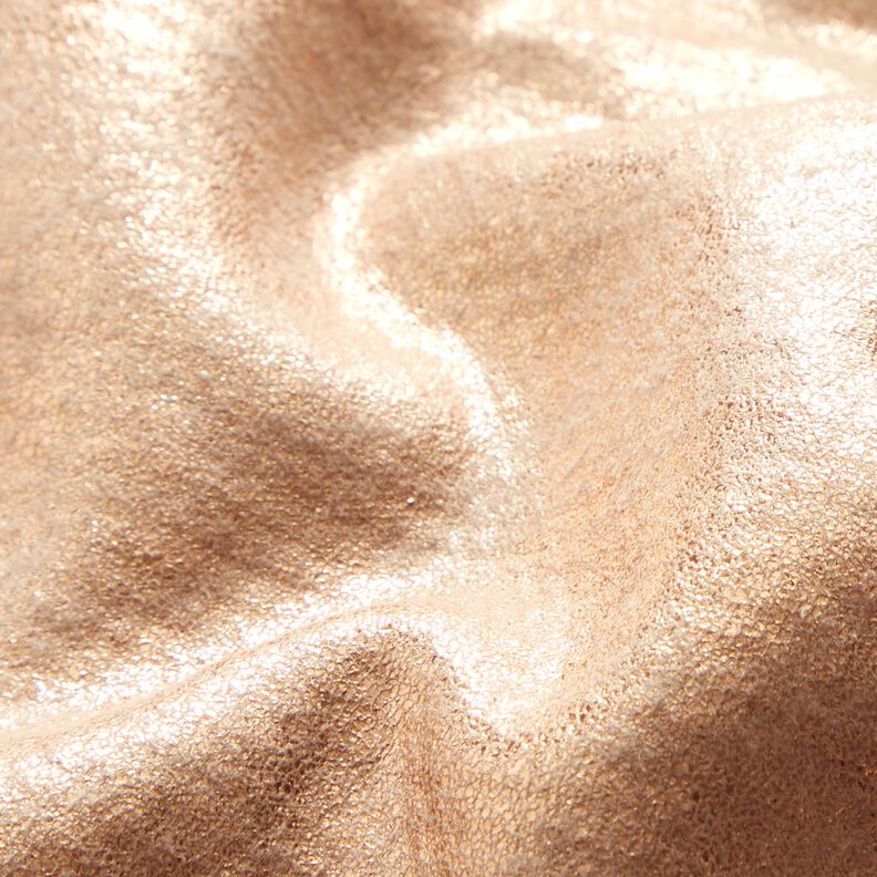 Coat Fabric with fur backing and gold shimmer – cashew/metallic rose gold,  image number 2