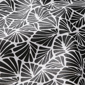 Coated Cotton abstract mini leaves – black/white, 