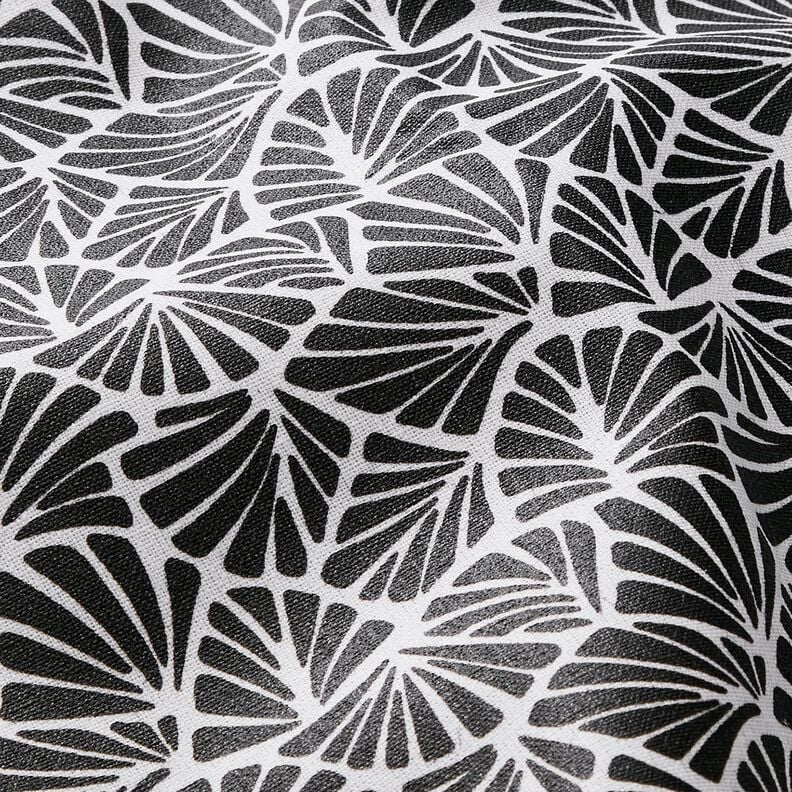 Coated Cotton abstract mini leaves – black/white,  image number 3